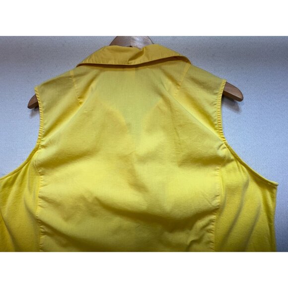 CJ Banks Womens Sleeveless Button-Down Blouse Size 1X Yellow Relaxed Collared - Picture 9 of 10